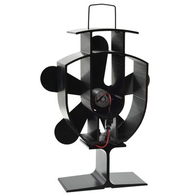 vidaXL Вентилатор за печка за топъл въздух, 5 перки, черен