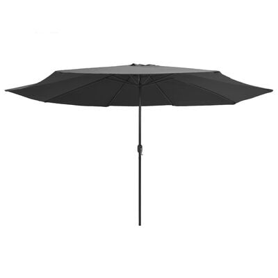 vidaXL Градински чадър с метален прът, 390 см, антрацит