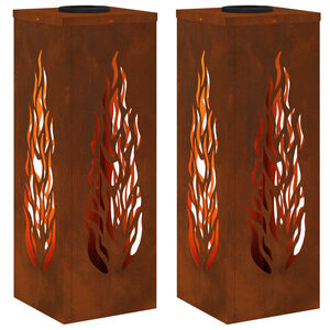 vidaXL Соларна LED светлина за пътека 2 pcs Кортен стомана