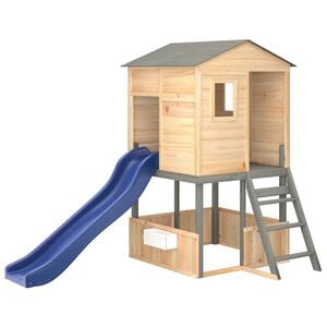 vidaXL Градински комплект за игра, тъмносив, масивна дървесина, ела