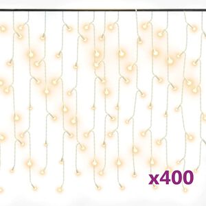 vidaXL LED завеса ледени висулки 10 м 400 LED топло бяло 8 режима