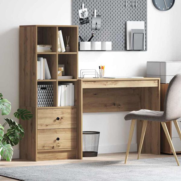 vidaXL Бюро с чекмедже 2 pcs Дъб