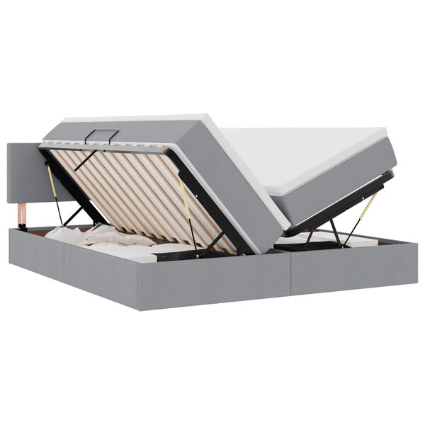 vidaXL Легло с място за съхранение Светлосиво 200 x 200 cm Изкуствена