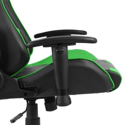 vidaXL Въртящ геймърски стол, зелен, PVC