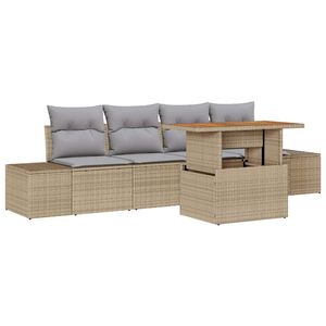 vidaXL Градински Софа Комплект със съхранение 5 pcs Бежово Полиратан