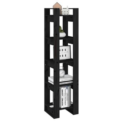 vidaXL Библиотека/разделител за стая, черна, 41x35x160 см, бор масив
