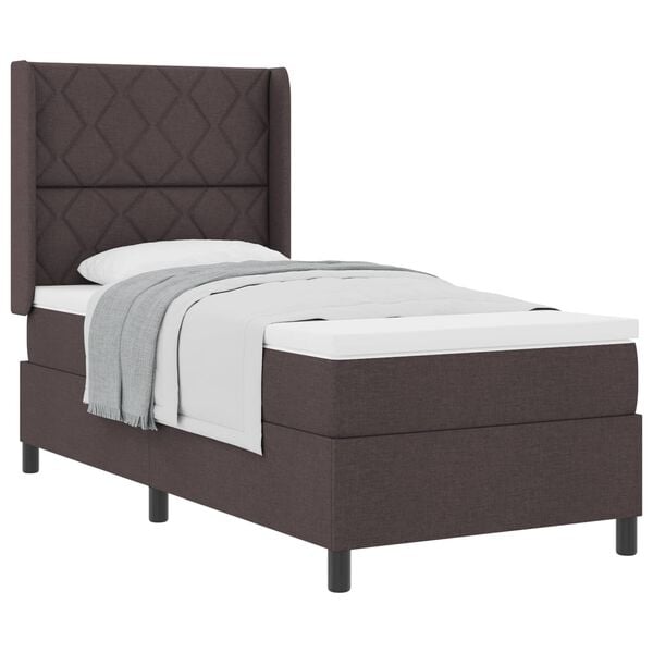 vidaXL Легло с пружинирана основа Тъмнокафяв 100 x 200 cm текстил