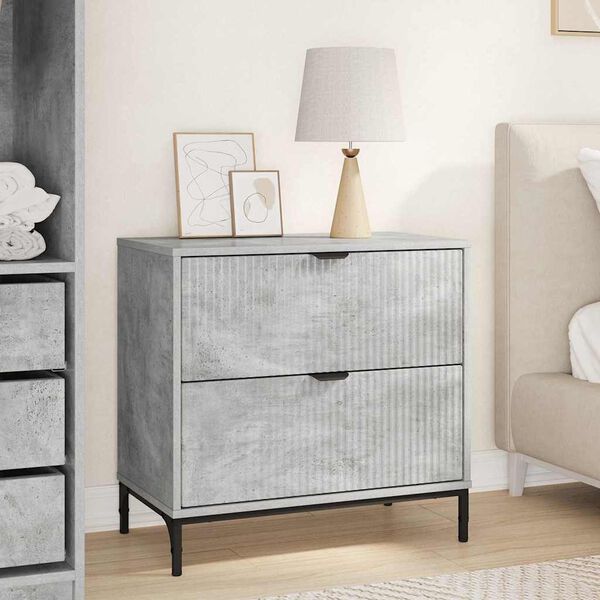 vidaXL Нощно шкафче Бетонно сиво 63.5 x 36 x 61 см Инженерно дърво