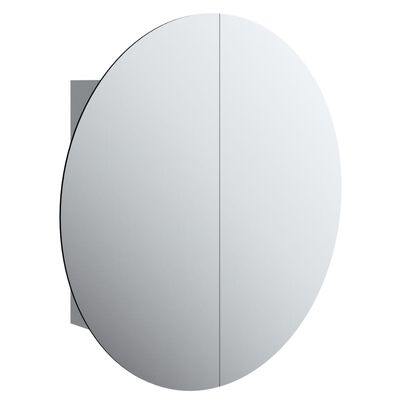 vidaXL Шкаф за баня с кръгло огледало и LED, сив, 54x54x17,5 см