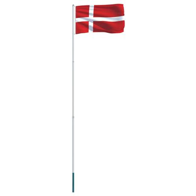 vidaXL Флаг на Дания и алуминиев флагщок, 4 м