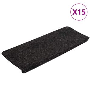 vidaXL Самозалепващи стелки за стълби, 15 бр, 65x24,5x3,5 см, антрацит