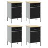 vidaXL Работен кабинет с чекмедже 4 pcs Черен и Сив 200 x 55 x 85 см
