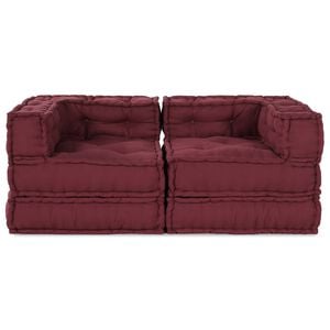 vidaXL Модулен диван 2 pcs Тъмен червен 140 x 70 x 56 см Текстил