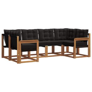 vidaXL Комплект дивани за открито 6 pcs Естествено и черно