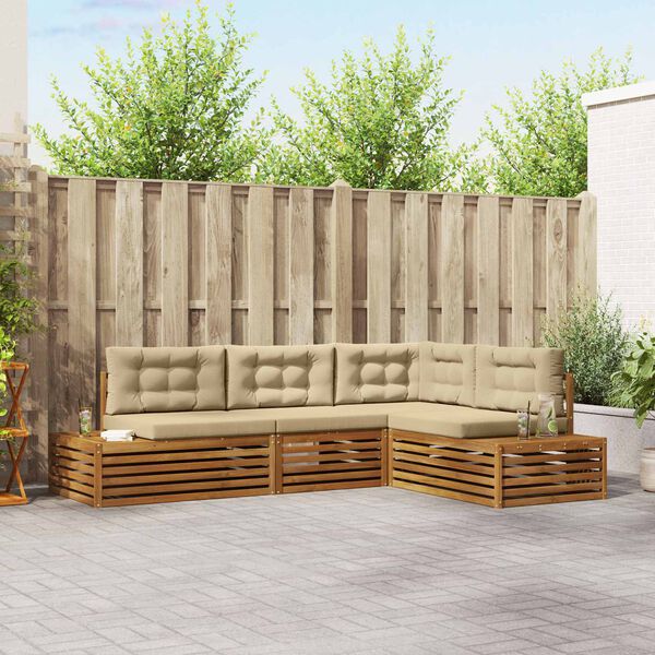 vidaXL Комплект дивани за открито 4 Брой Натурален и Бежов