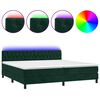 vidaXL Боксспринг легло с матрак и LED, тъмнозелено, 200x200см, кадифе