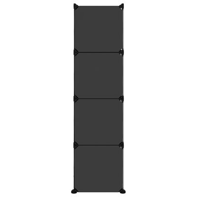 vidaXL Органайзер с кубични отделения и врати, 12 куба, черен, PP