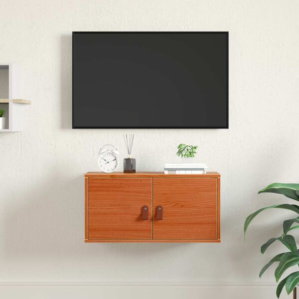 vidaXL Стенен шкаф с рафт Кафяво с восъчно покритие 60 x 30 x 30 cm