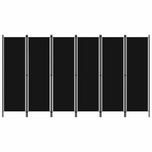 vidaXL Параван за стая, 6 панела, черен, 300x180 cм