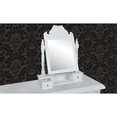 vidaXL Тоалетка с регулируемо правоъгълно огледало, МДФ