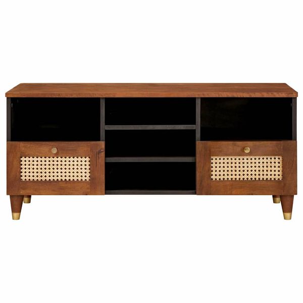 vidaXL ТВ шкаф с рафт Кафяво 100 x 33,5 x 46 см Солидно мангово дърво