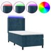 vidaXL Боксспринг легло с матрак и LED, тъмносиньо, 80x200 см, кадифе