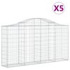 vidaXL Габионни кошници арка 5 бр 200x30x100/120 см поцинковано желязо