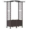 vidaXL Повдигнато легло с решетка и покривка Кафяво 125 x 40 x 144 см