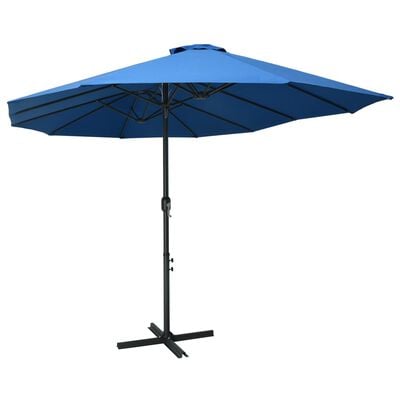 vidaXL Градински чадър с алуминиев прът, 460x270 см, син