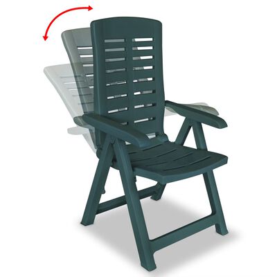 vidaXL Накланящи се градински столове, 4 бр, пластмаса, зелени