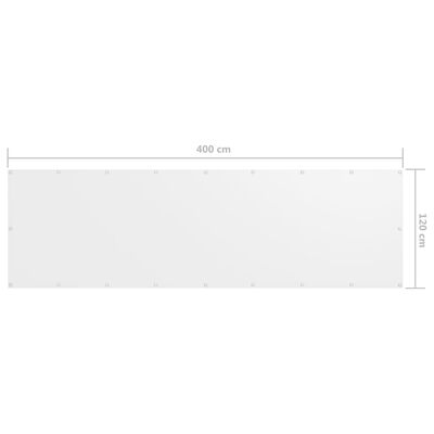 vidaXL Балконски параван, бял, 120x400 см, оксфорд плат