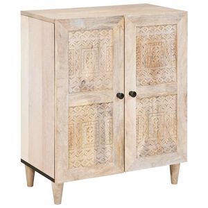 vidaXL Служебен шкаф Бяло 60 x 33 x 75 cm мангово дърво масив