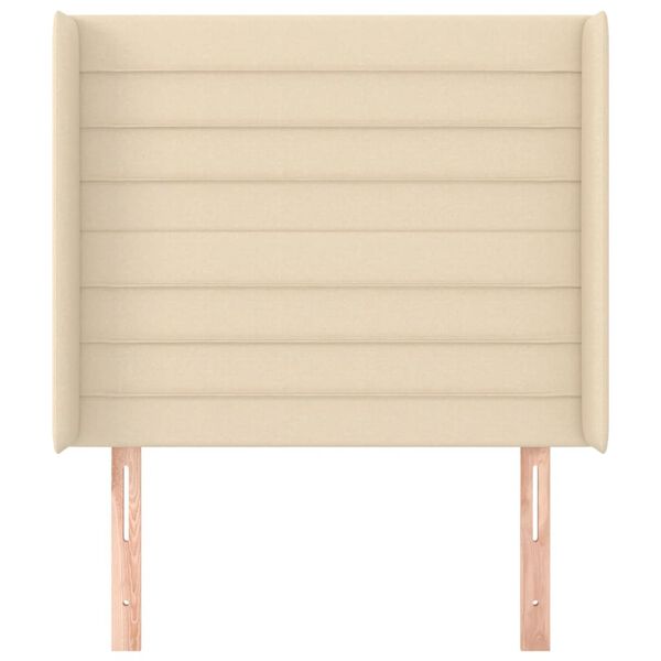 vidaXL Горна табла за легло с уши, кремава, 103x16x118/128 см, плат