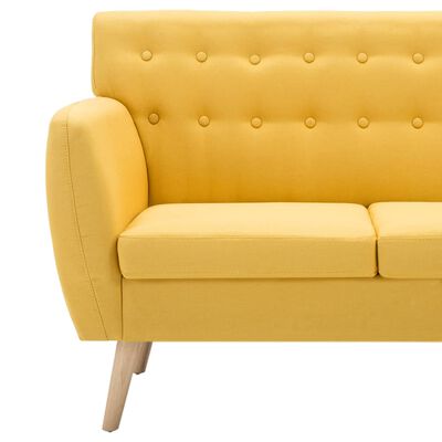 vidaXL 3-местен диван тапицерия от текстил 172x70x82 см жълт