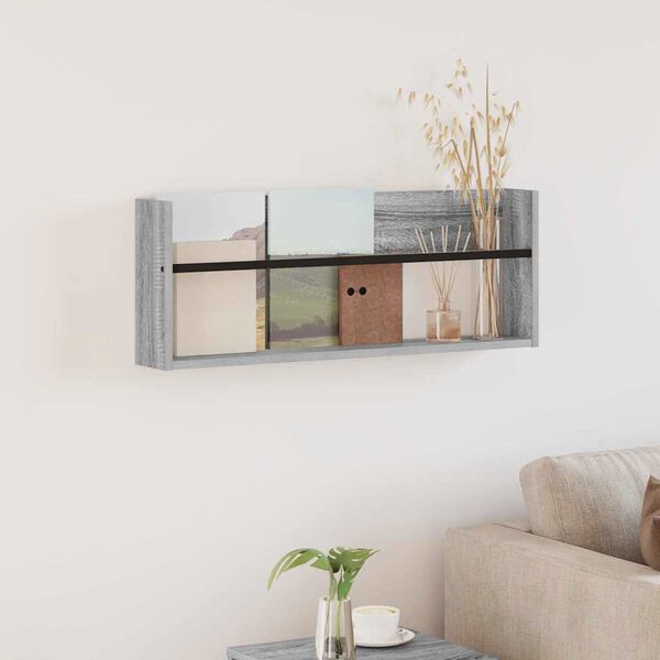 vidaXL Етажерка за списания Сив Сонома 80 x 12 x 30 см Инженерно дърво
