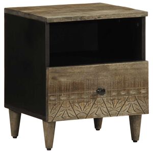 vidaXL Нощно шкафче Светло сиво 40x33x46 cm Масивна дървесина Манго