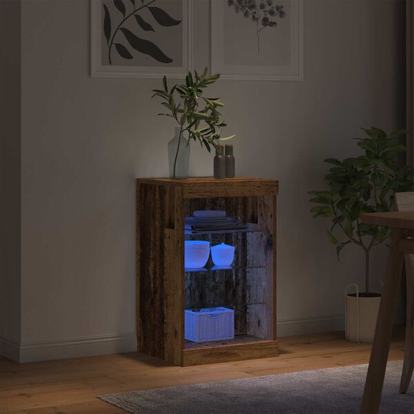 vidaXL LED конзолна маса Старо дърво 41 x 37 x 67 см Инженерно дърво