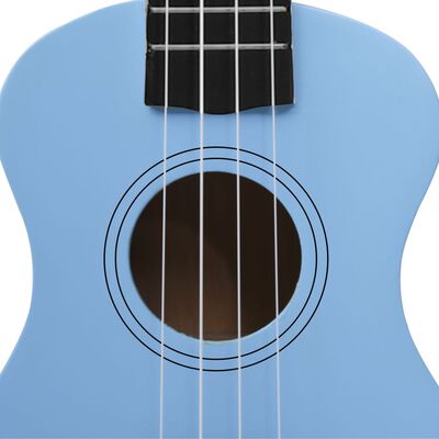 vidaXL Комплект сопрано укулеле с калъф за деца, бебешко синьо, 21"