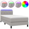 vidaXL Боксспринг легло с матрак и LED, светлосиво, 90x200 см, плат