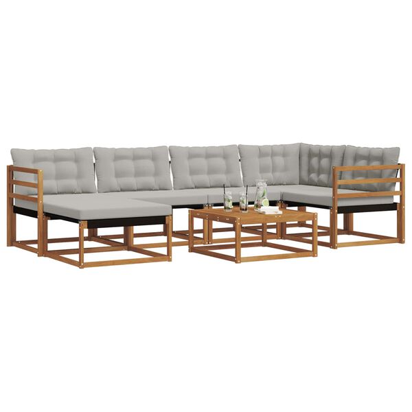 vidaXL Комплект дивани за открито 7 pcs Естествено и светло сиво