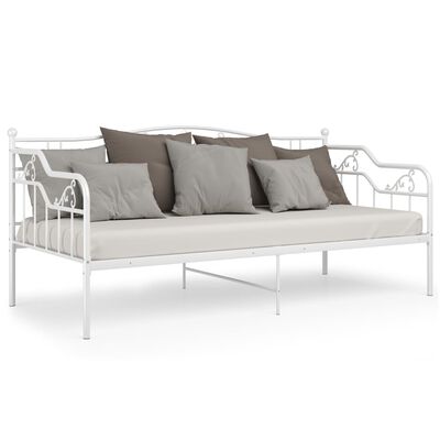 vidaXL Рамка за легло/разтегателен диван, бяла, метал, 90x200 см