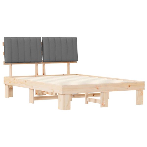 vidaXL Леглова рамка с тапицирана гръбна част Светлосиво 135 x 190 cm