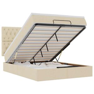 vidaXL Османска легло с матрак, кремаво, 140x190 см, плат