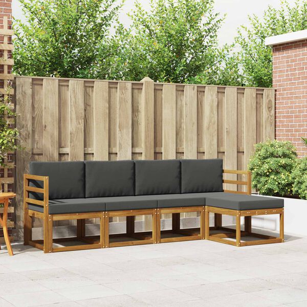 vidaXL Комплект дивани за открито 5 pcs Натурален и Антрацит