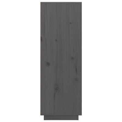 vidaXL Висок шкаф, сив, 60x40x116,5 см, борово дърво масив