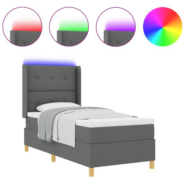 vidaXL Легло с пружинирана основа с матрак Сив 140 x 200 cm текстил