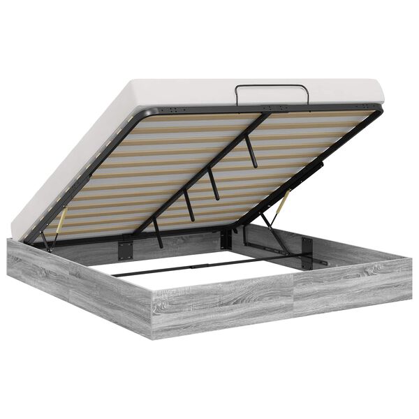 vidaXL Отоманско легло със съхранение Сиво Сонома 203 x 180 x 25 см