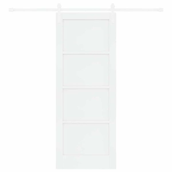 vidaXL Преплъзваща се врата Бяло 78 x 202 см Солидно борово дърво