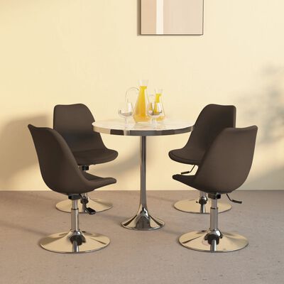 vidaXL Въртящи се трапезни столове, 4 бр, тъмнокафяви, текстил