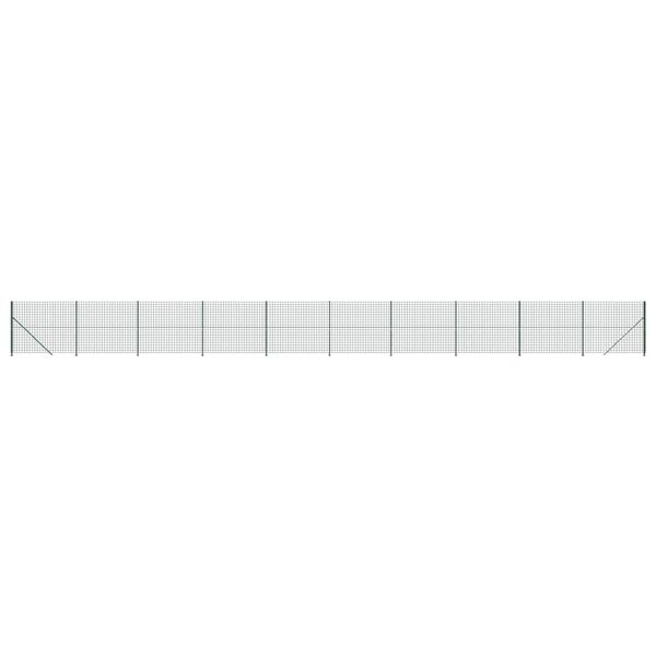 vidaXL Плетена оградна мрежа с фланец, зелена, 1,6x25 м